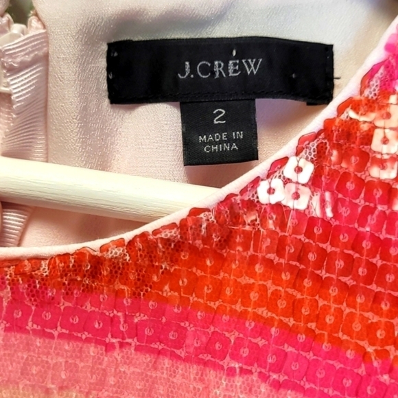 J.Crew Short-Sleeve Sequin Dress in Watermelon Stripe Size 2 - Picture 10 of 16